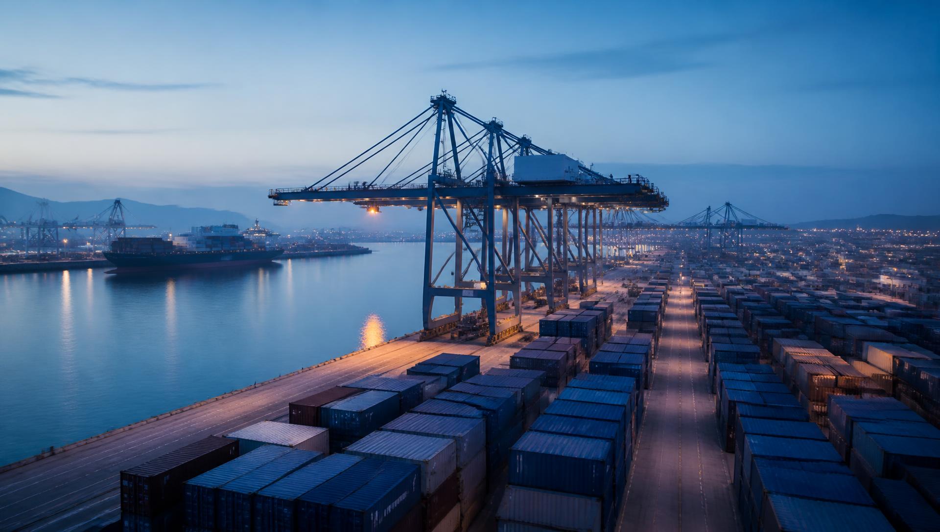 Container terminal and supply operations at an international port